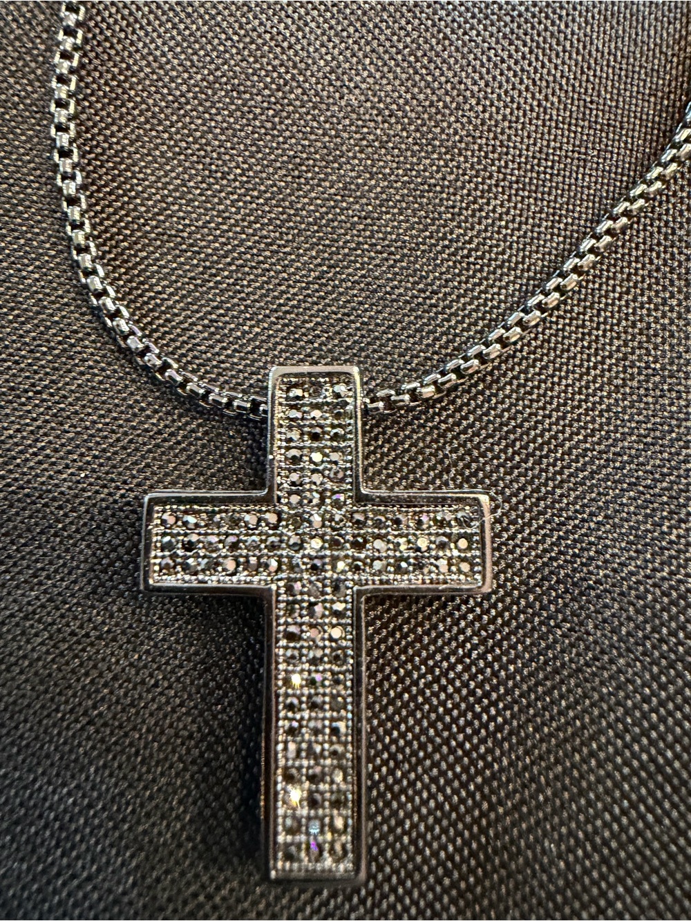 Park Lane Christian Hematite Crystal Cross Necklace NWT Unisex #11632